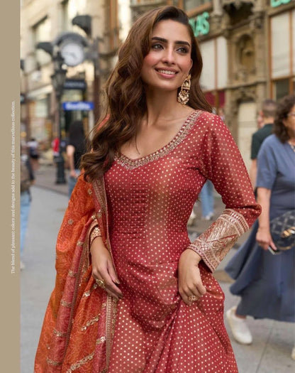 Matrut | Kusum Coral Red Gown