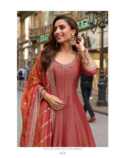 Matrut | Kusum Coral Red Gown