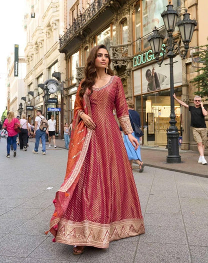 Matrut | Kusum Coral Red Gown