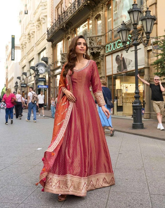 Matrut | Kusum Coral Red Gown