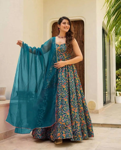 Bahaar Peacock Blue Gown
