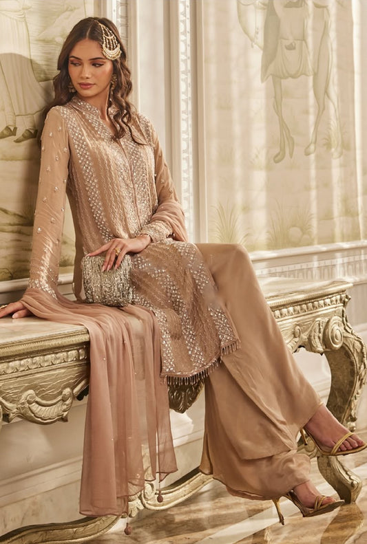 Matrut  | Mizaaz Taupe Palazzo Suit