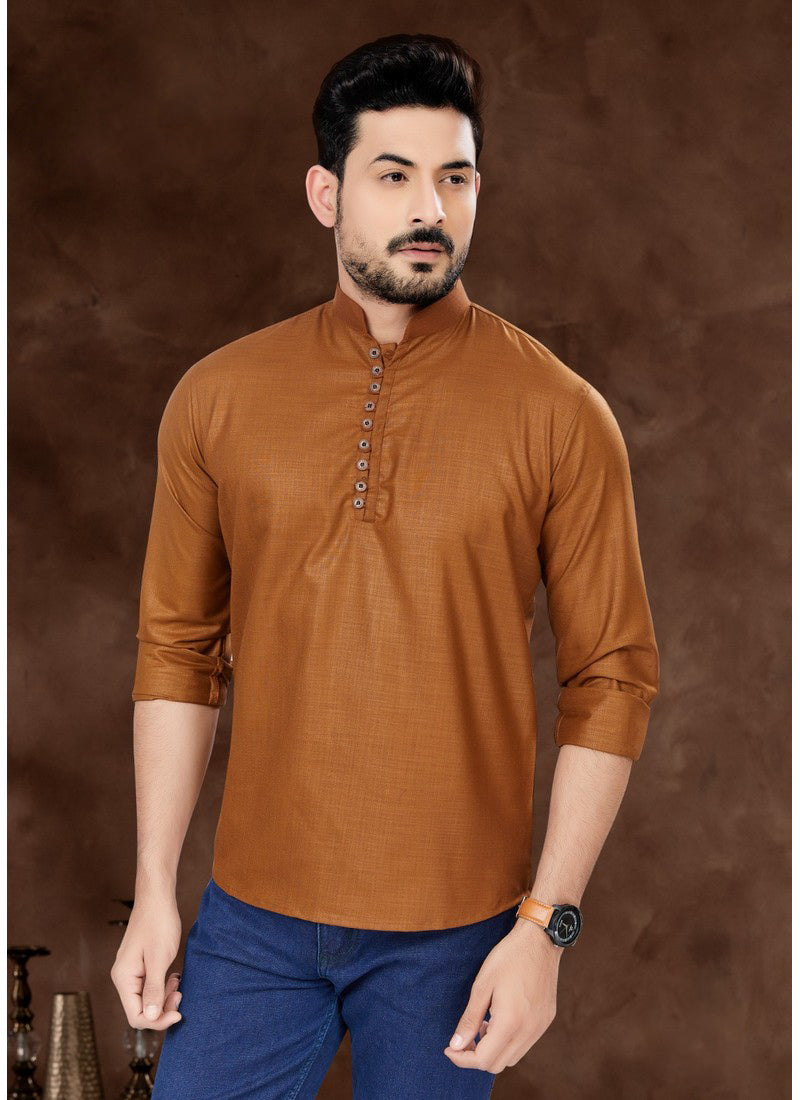 Horizon Light Brown Short Kurta
