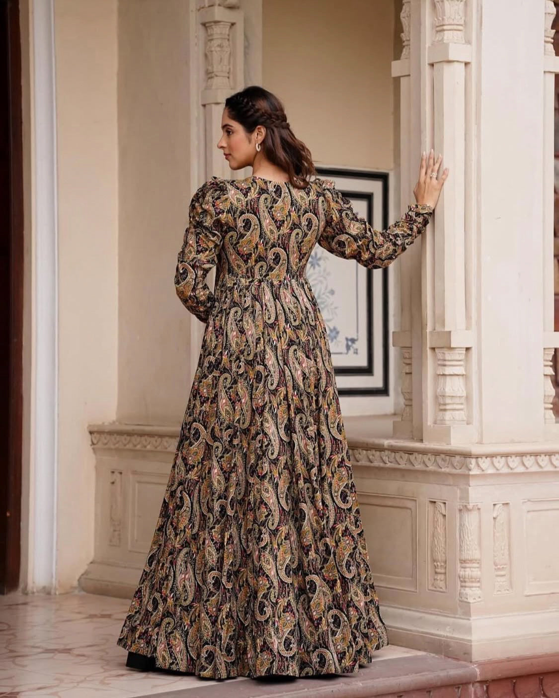 Umang Black-Beige Indo-western