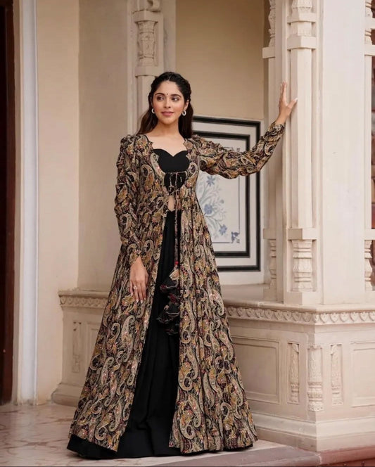 Umang Black-Beige Indo-western