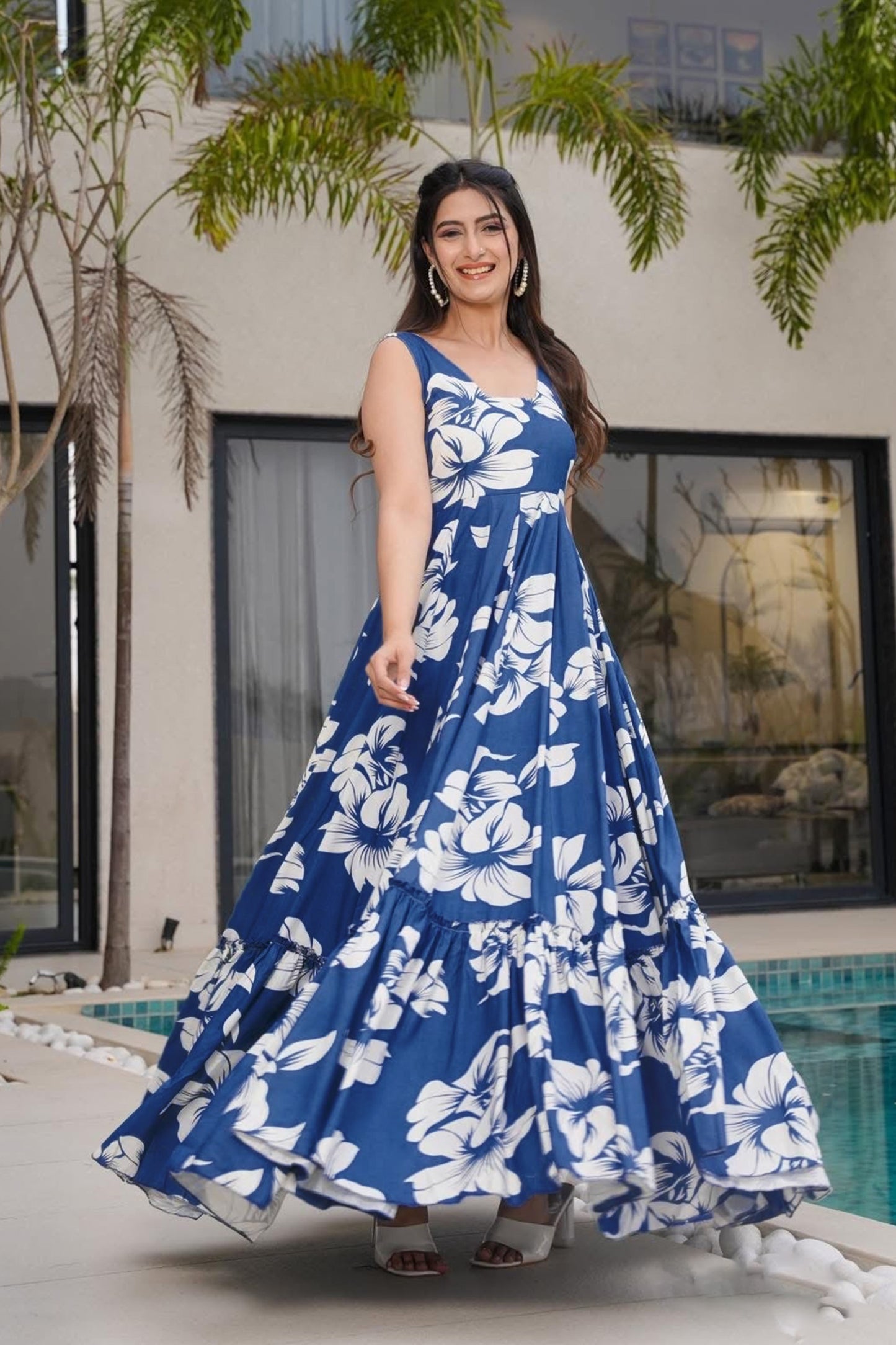 Matrut  | Sunpetal Dark Blue A-line Dress