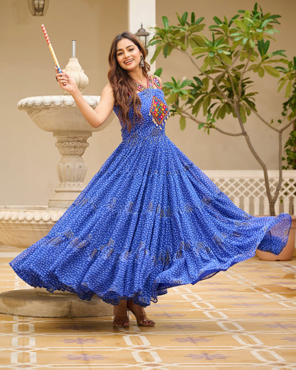 Matrut | Bandhani Blue Flair Dress