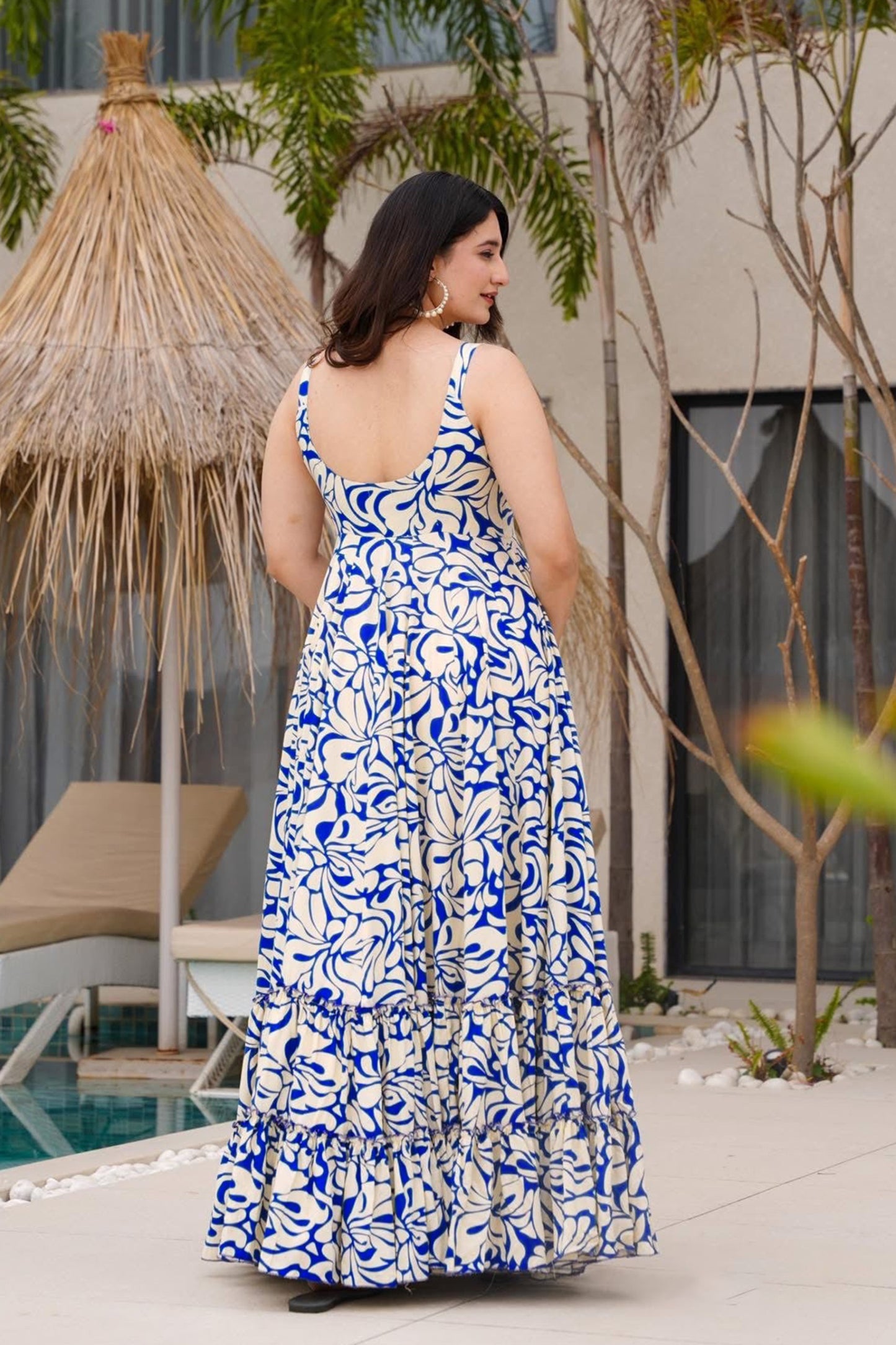 Matrut  | Sunpetal Blue White A-line Dress