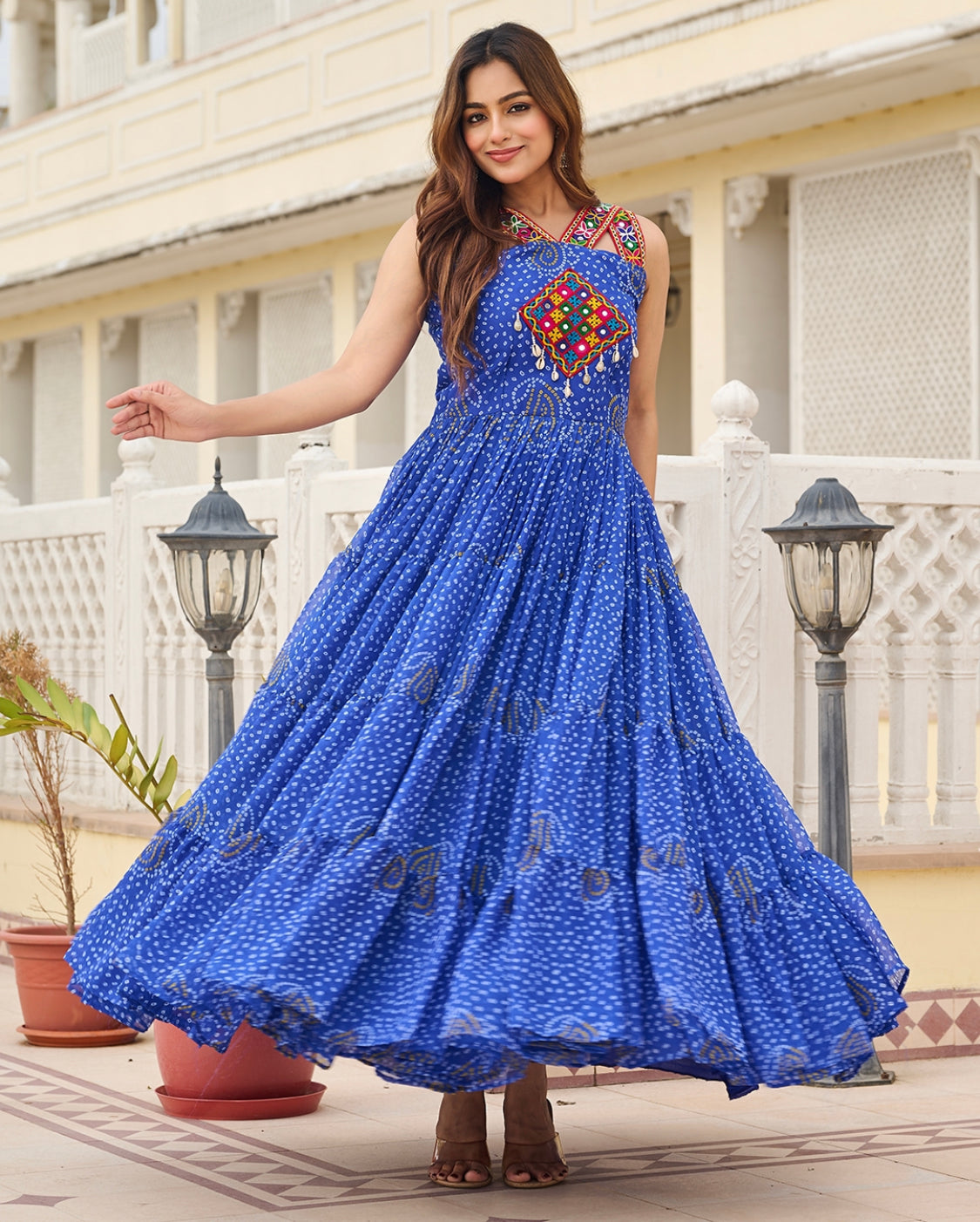 Matrut | Bandhani Blue Flair Dress