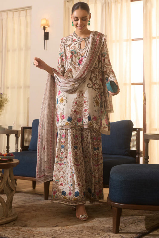 Matrut  | Mizaaz Beige Sharara Suit