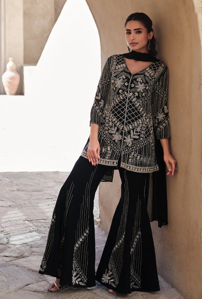 Matrut  | Mizaaz Black Palazzo Suit