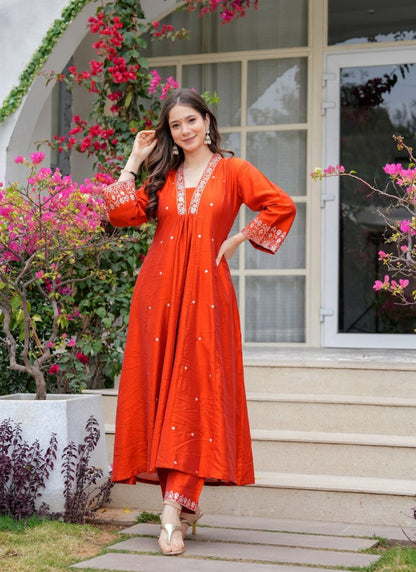 Matrut  | Gulika Orange A-line Suit