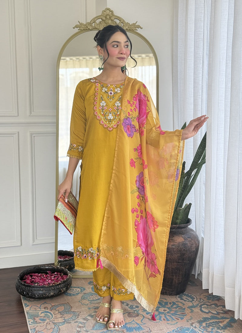 Matrut  | Sugandh Mustard Straight Suit
