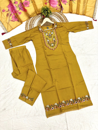 Matrut  | Sugandh Mustard Straight Suit