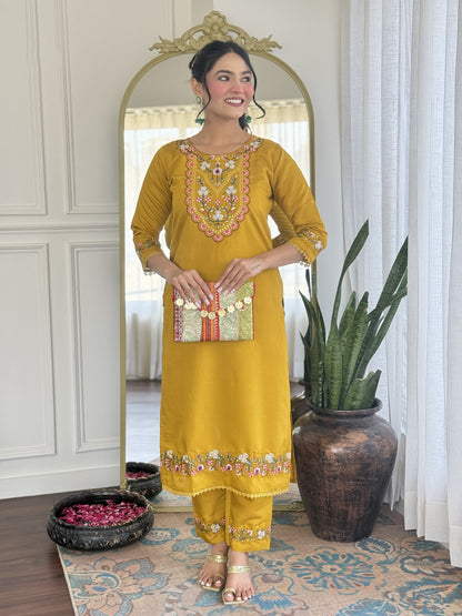Matrut  | Sugandh Mustard Straight Suit