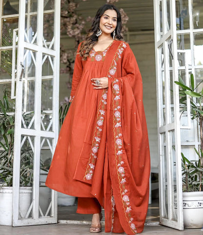 Matrut  | Lakira Orange Anarkali Suit