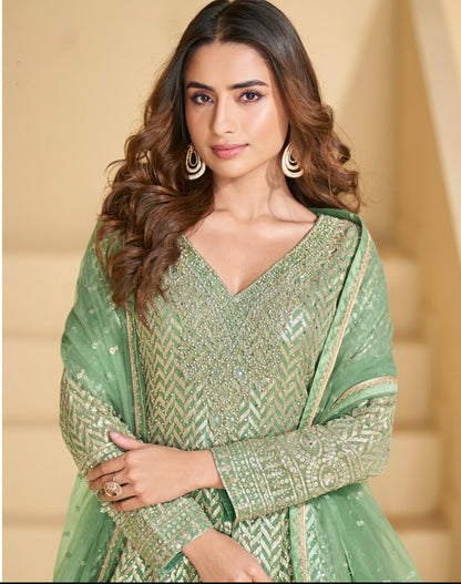 Matrut  | Anokhi Pista Green Palazzo Suit