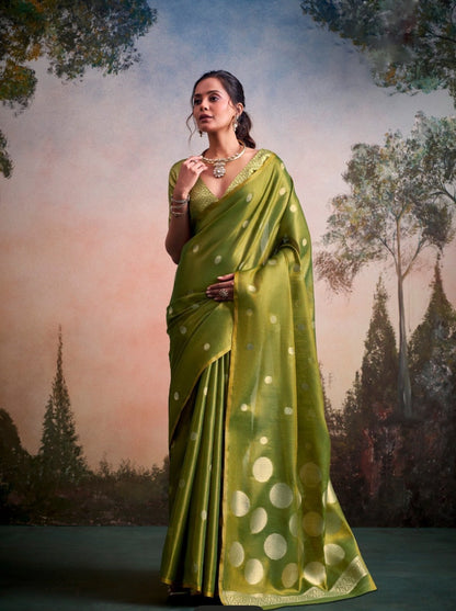 Anvika Green Tissue Silk Saree