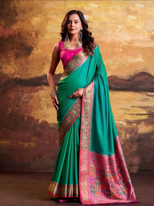 Vrinda Green Patola Silk Saree