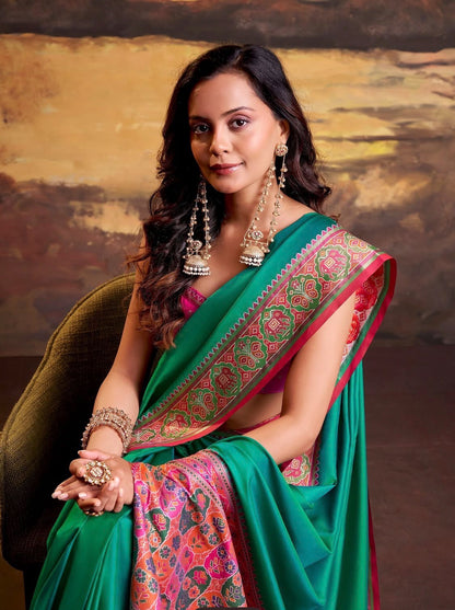 Vrinda Green Patola Silk Saree