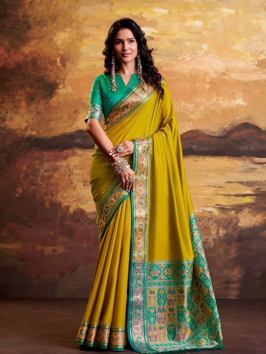 Vrinda Mustard Patola Silk Saree