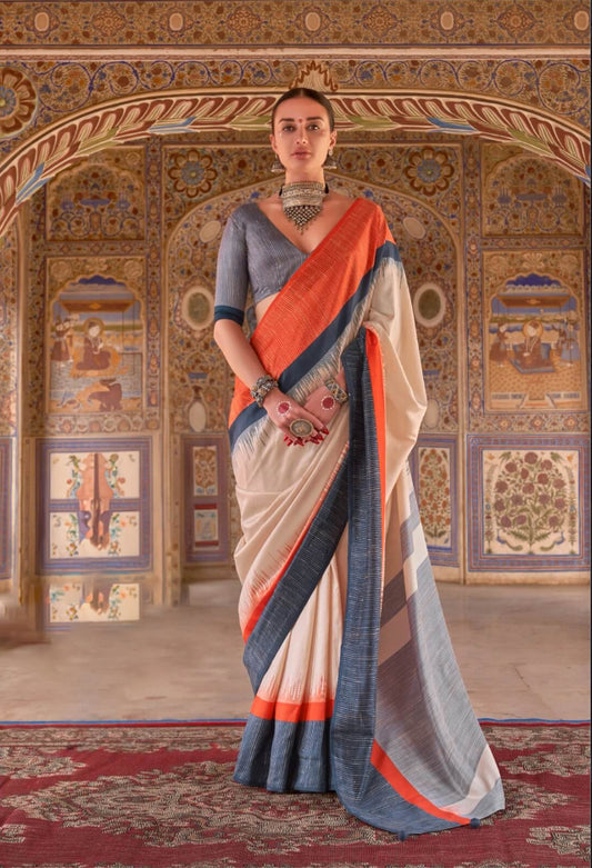 Pratishtha Orange Sigma Silk Saree