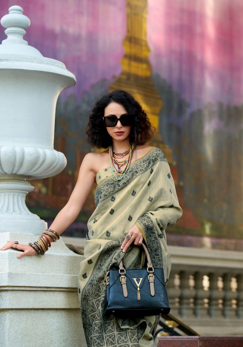 Vritti Green Modal Satin Saree