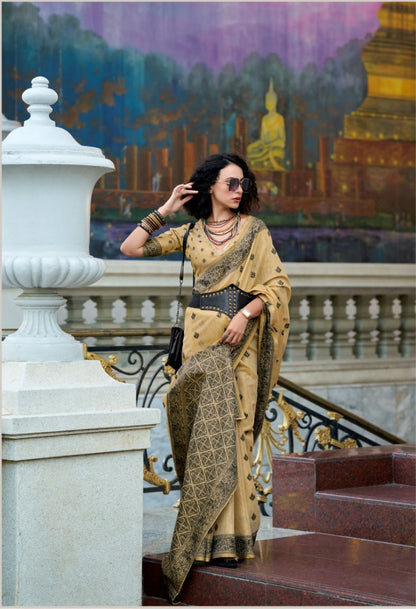 Vritti Mustard Modal Satin Saree