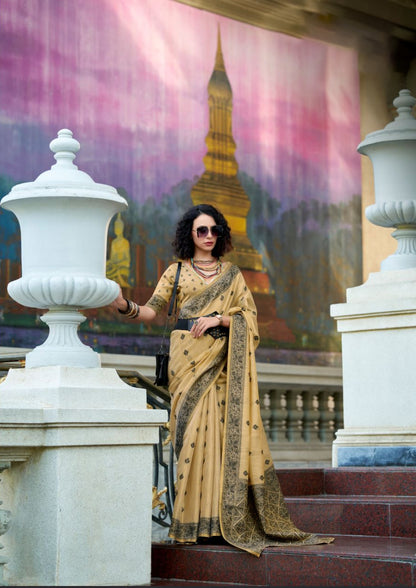 Vritti Mustard Modal Satin Saree