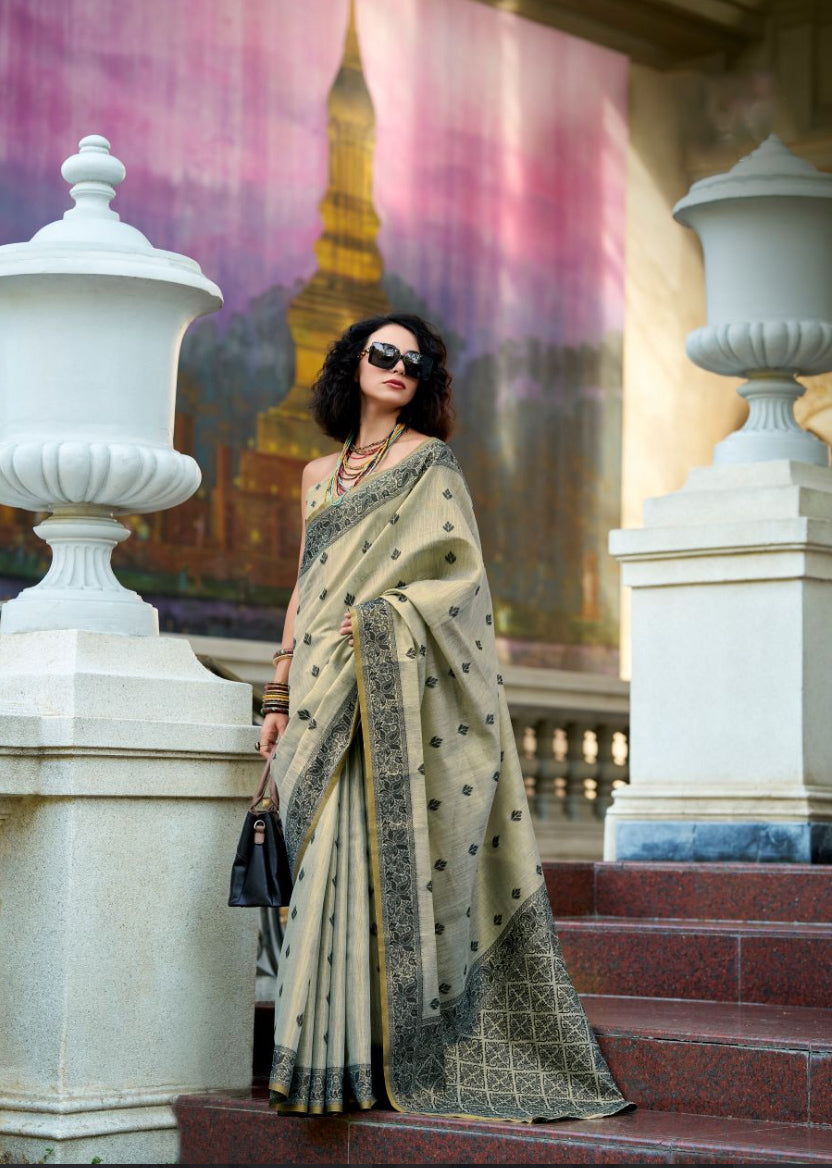 Vritti Green Modal Satin Saree