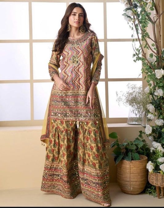 Matrut  | Pakeeza Mustard Sharara Suit