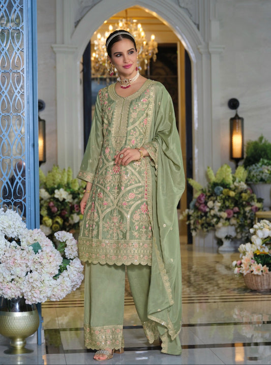 Matrut  | Sitaaray Pista Green Palazzo Suit