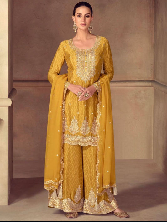 Matrut  | Sonika Yellow Palazzo Suit