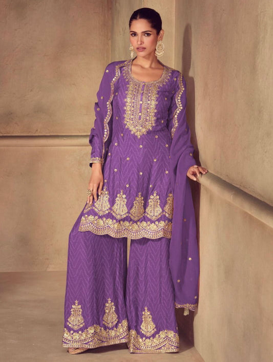 Matrut  | Sonika Purple Palazzo Suit