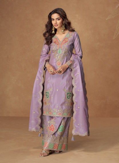 Matrut  | Kashvi Purple Palazzo Suit
