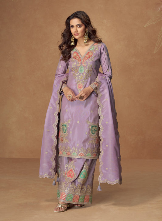 Matrut  | Kashvi Purple Palazzo Suit