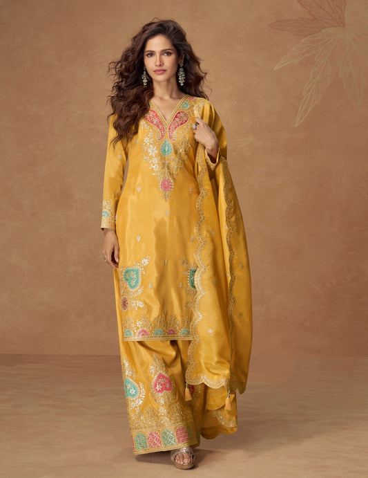 Matrut  | Kashvi Yellow Palazzo Suit