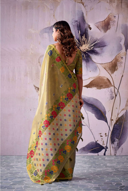Manan Mehendi Green Tissue Silk Saree