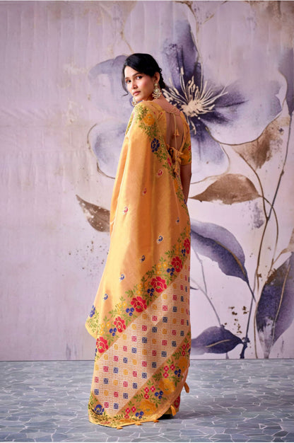 Manan Orange Tissue Silk Saree