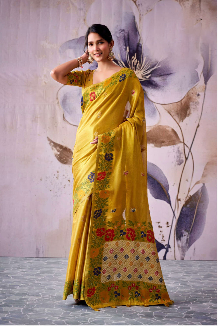 Manan Golden Tissue Silk Saree