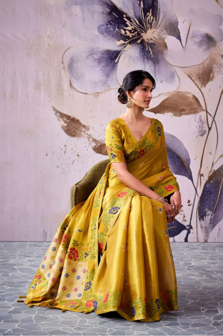 Manan Golden Tissue Silk Saree