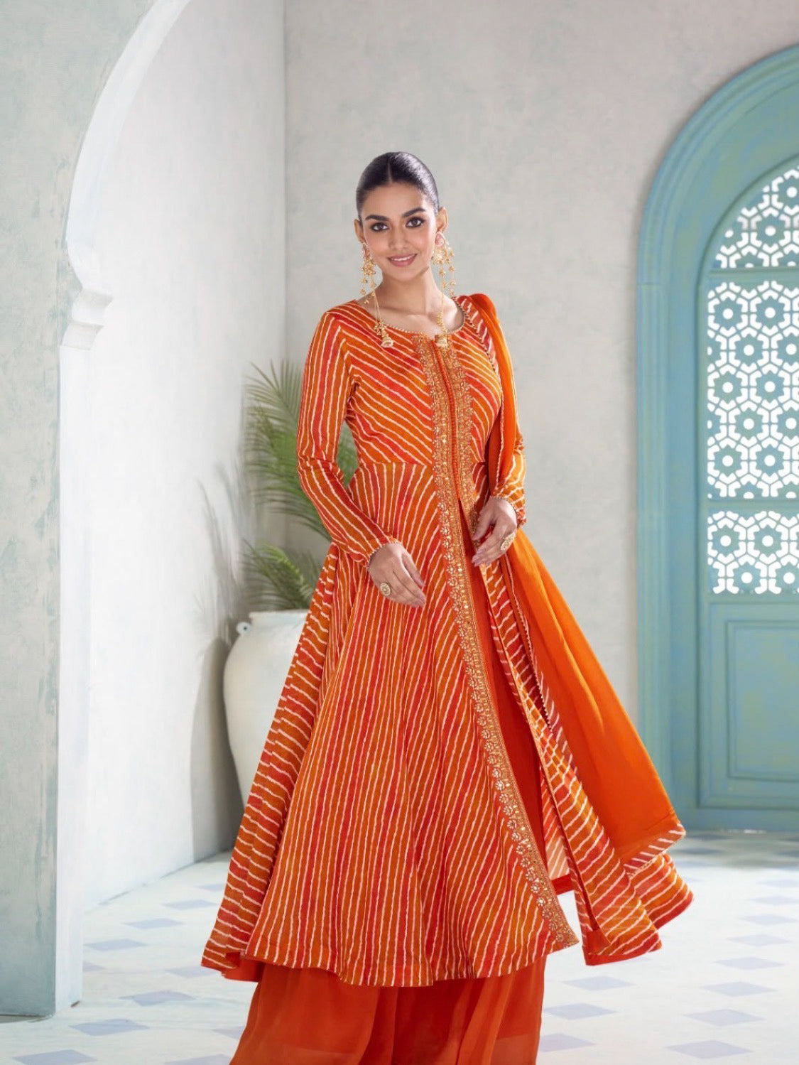 Lotus Orange Anarkali Suit