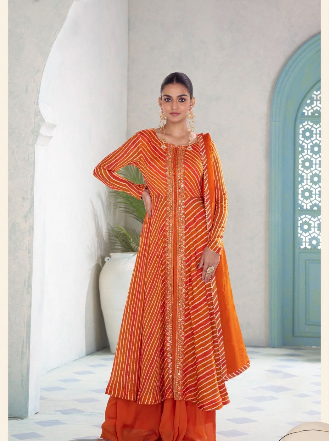 Lotus Orange Anarkali Suit