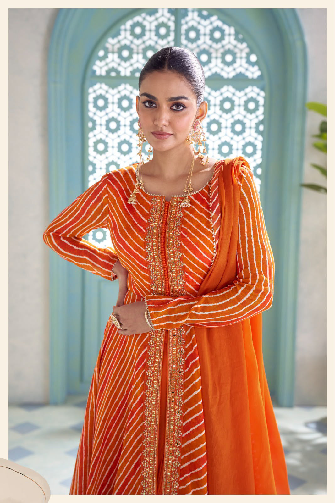 Lotus Orange Anarkali Suit