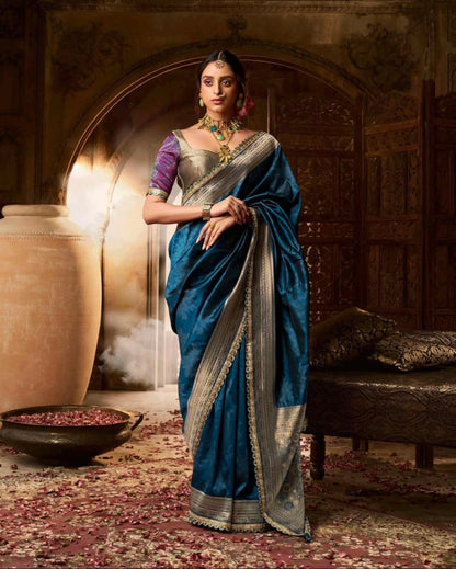 Matrut | Kalaya Royal Blue Banarsi Saree