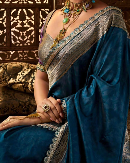 Matrut | Kalaya Royal Blue Banarsi Saree