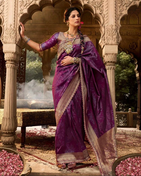 Matrut | Kalaya Plum Banarsi Saree