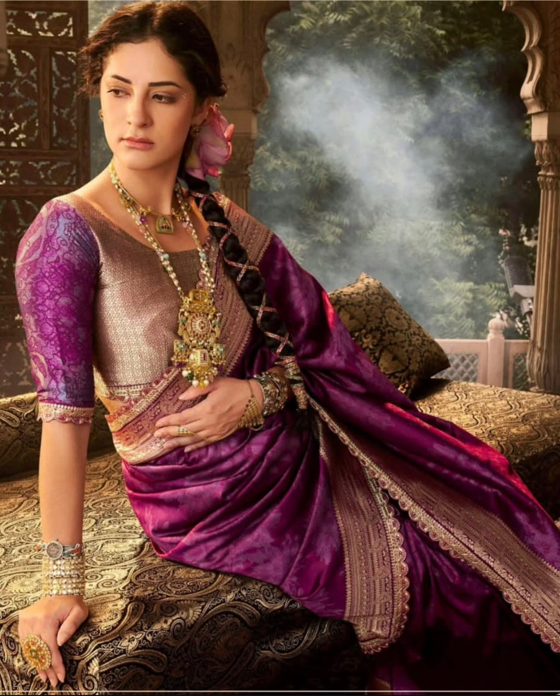 Matrut | Kalaya Plum Banarsi Saree