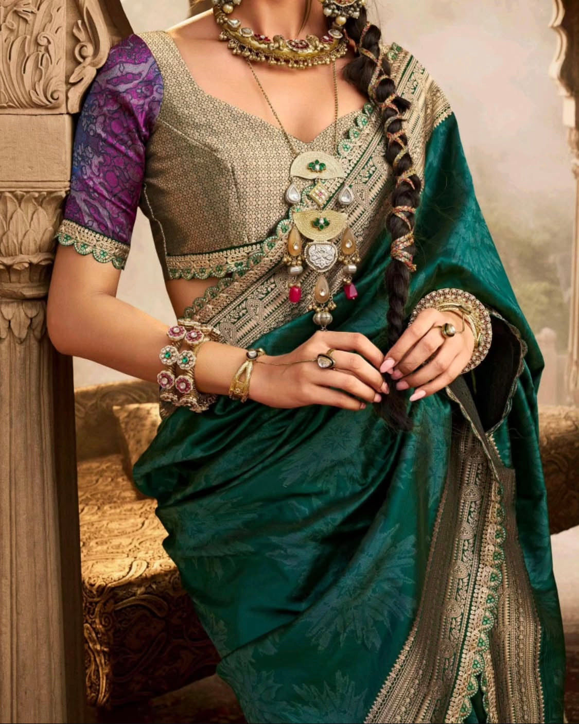 Matrut | Kalaya Green Banarsi Saree