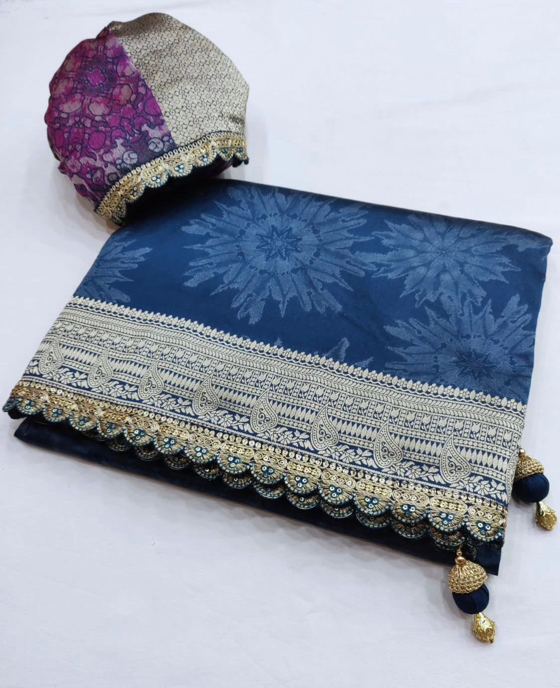 Matrut | Kalaya Royal Blue Banarsi Saree
